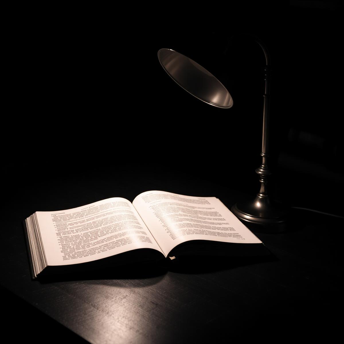 Libro legale aperto illuminato da una lampada da scrivania