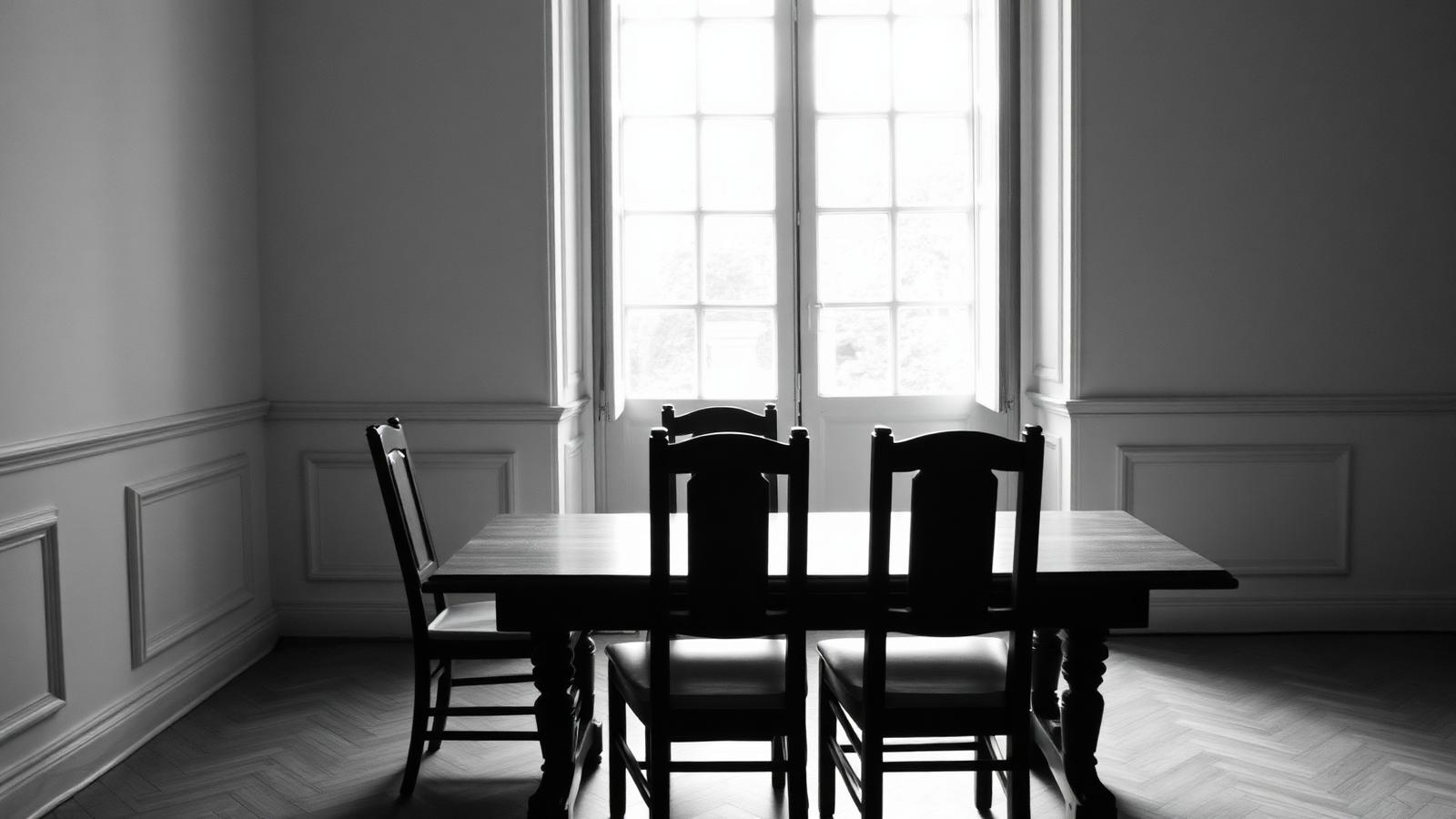 Tavolo con sedie davanti a una finestra luminosa